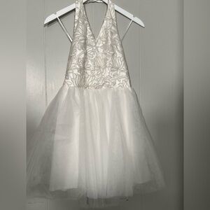 Miss Behave Elegant White Floral Halter Dress